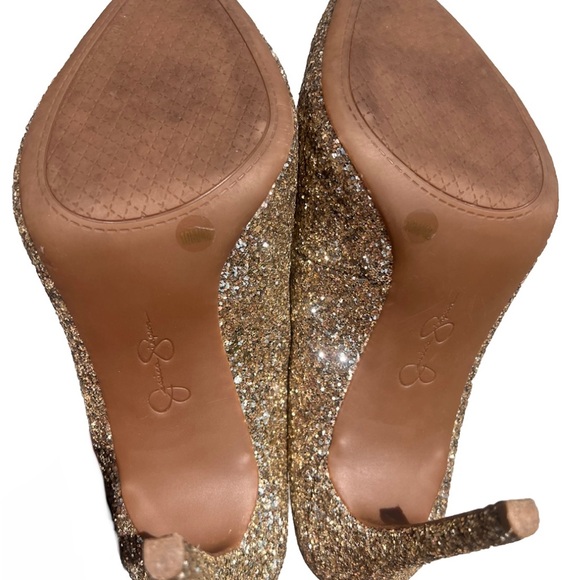 Jessica Simpson Gold Glitter Heels Worn Once! - Picture 5 of 9